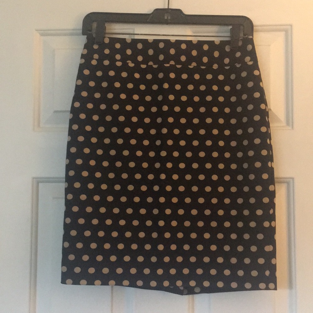 Ann Taylor Loft Black and Tan Polka Dot Skirt